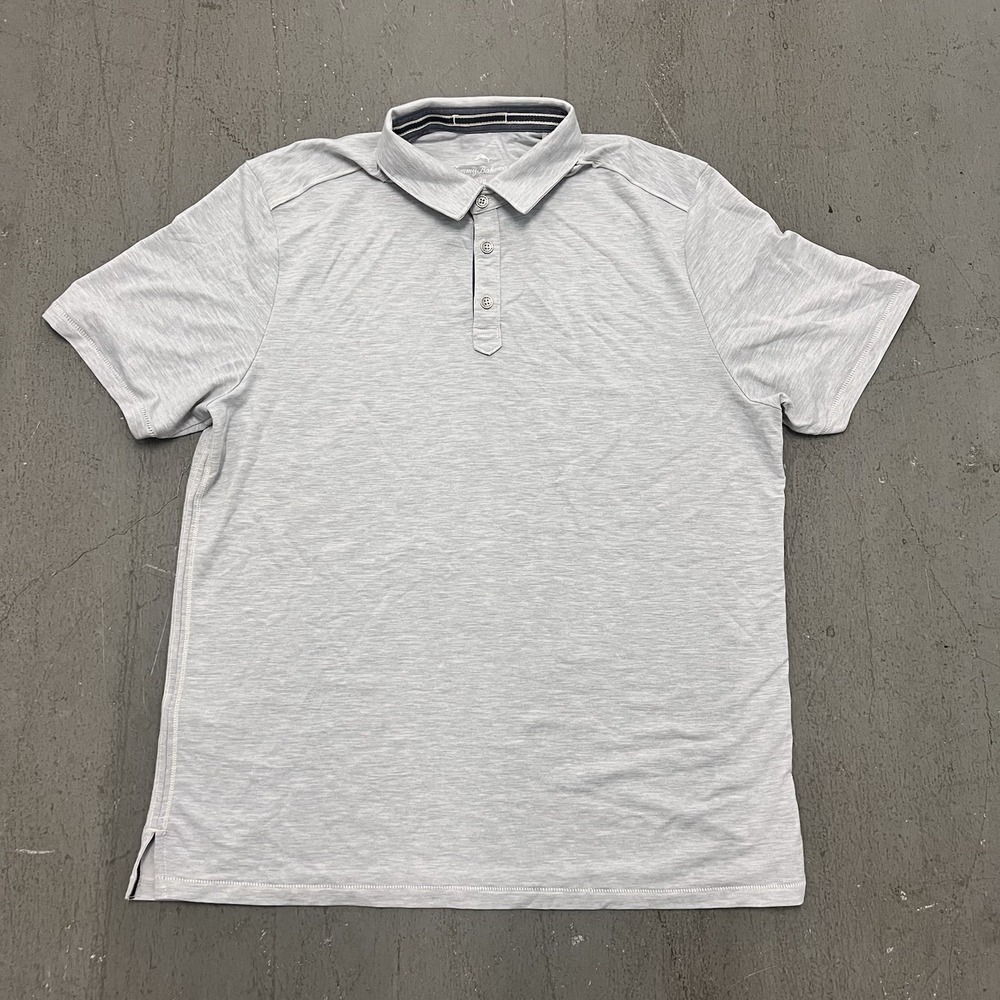 Tommy Bahama Polo Shirt Mens Large‎ Short Sleeve Outdoor Beach Gray Casual
